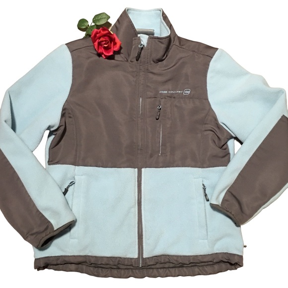 Free Country Jackets & Blazers - Free country full zip soft shell Jacket blue & Grey LG